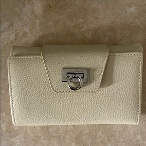Cream Leather Wallet by Salvatore Ferragamo new